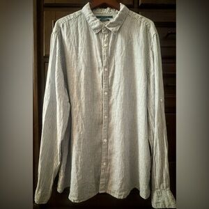 Perry Ellis Big/Tall Men’s Long Sleeve Button Up Shirt - Gray Stripe - Size XXXL